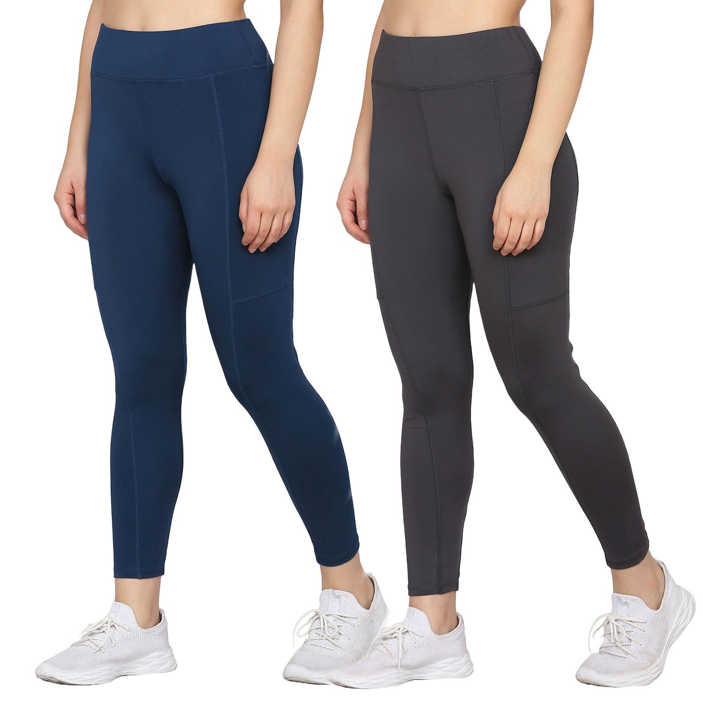 Blue & Dark Grey Combo Legging Set