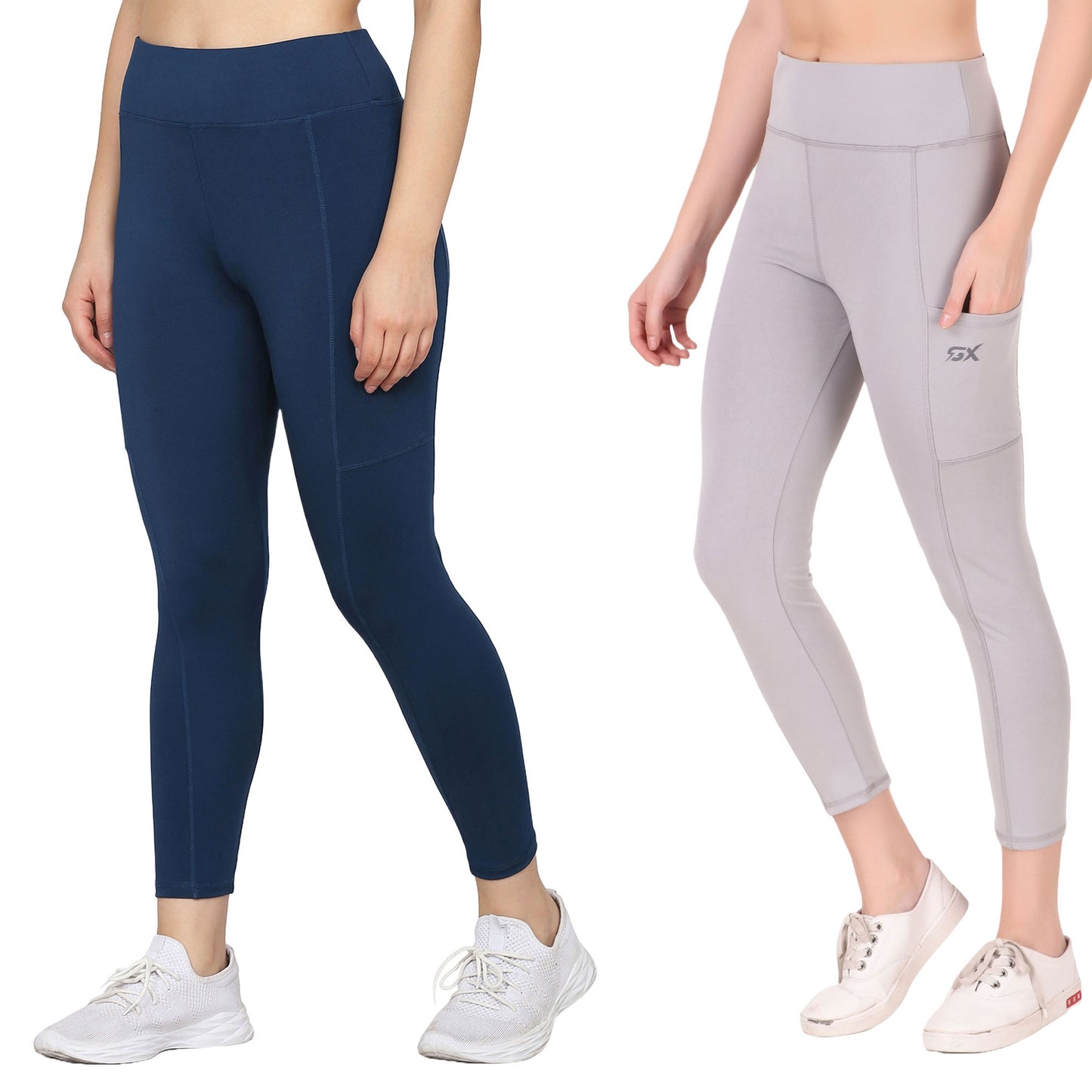 Blue & Light Grey Combo Legging Set