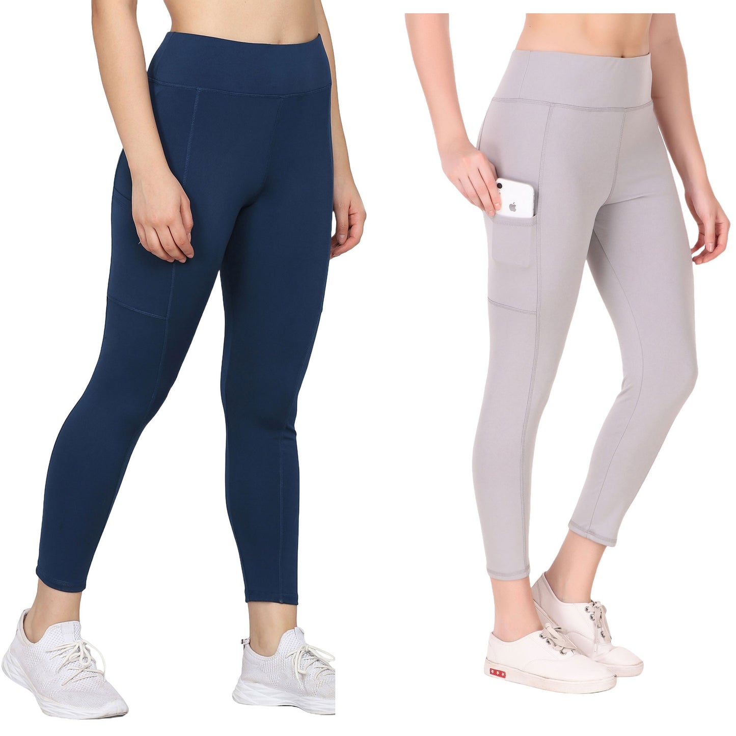 Blue & Light Grey Combo Legging Set