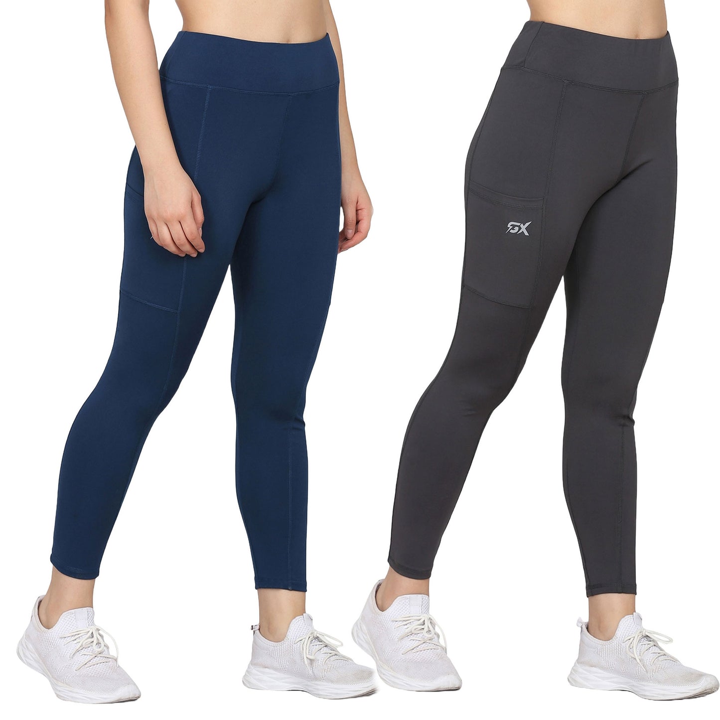 Blue & Dark Grey Combo Legging Set