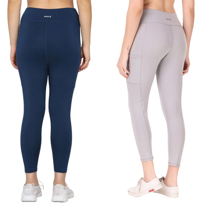 Blue & Light Grey Combo Legging Set