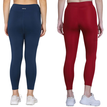 Blue & Maroon Combo Legging Set