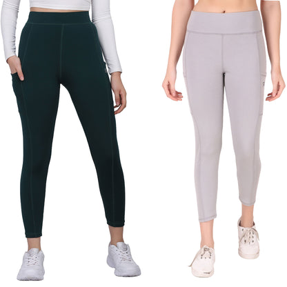 Dark Green & Light Grey Combo Legging Set