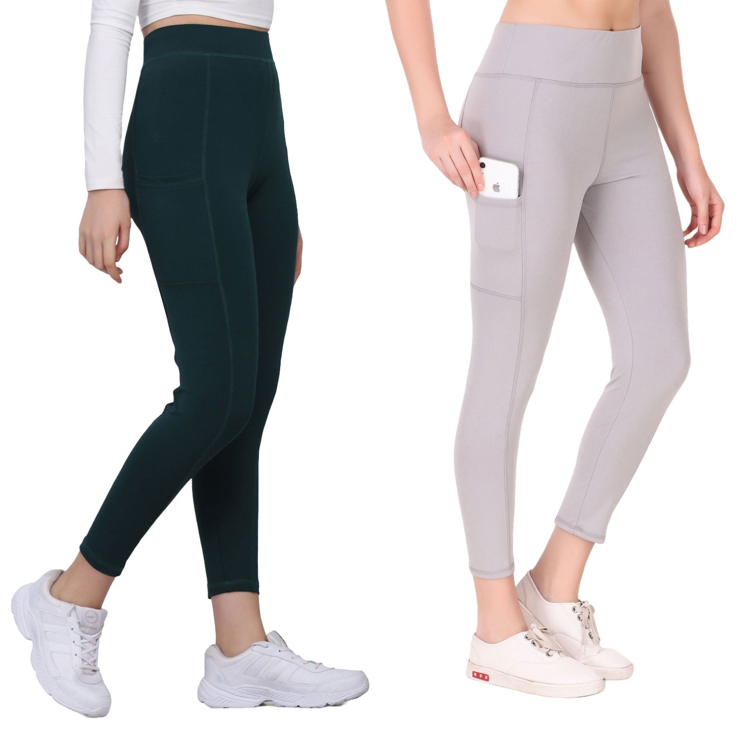 Dark Green & Light Grey Combo Legging Set