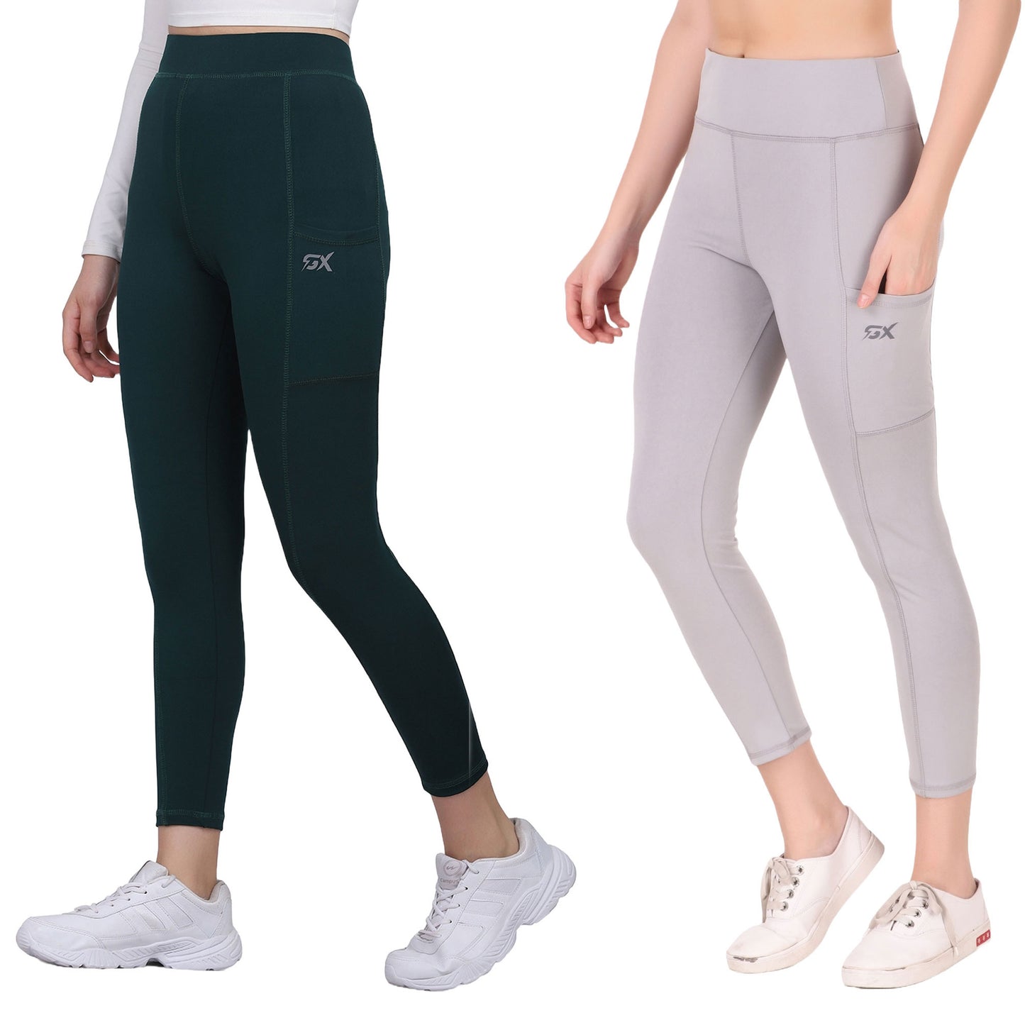 Dark Green & Light Grey Combo Legging Set