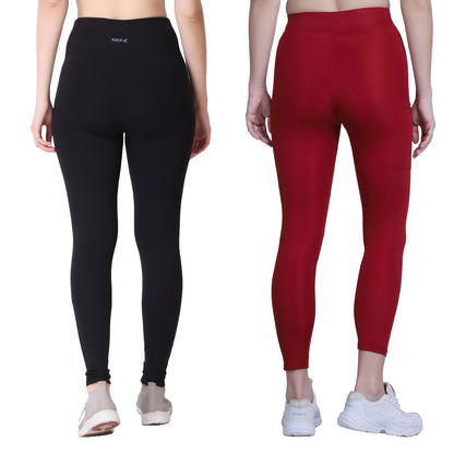 Black & Maroon Combo Legging Set