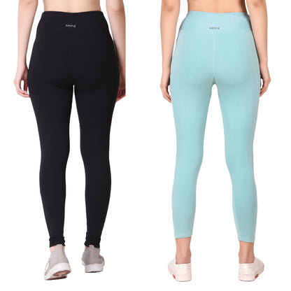 Black & Sea Green Combo Legging Set