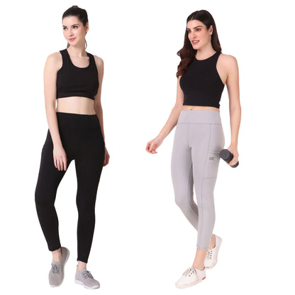 Black & Light Grey Combo Legging Set