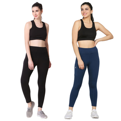 Black & Blue Combo Legging Set