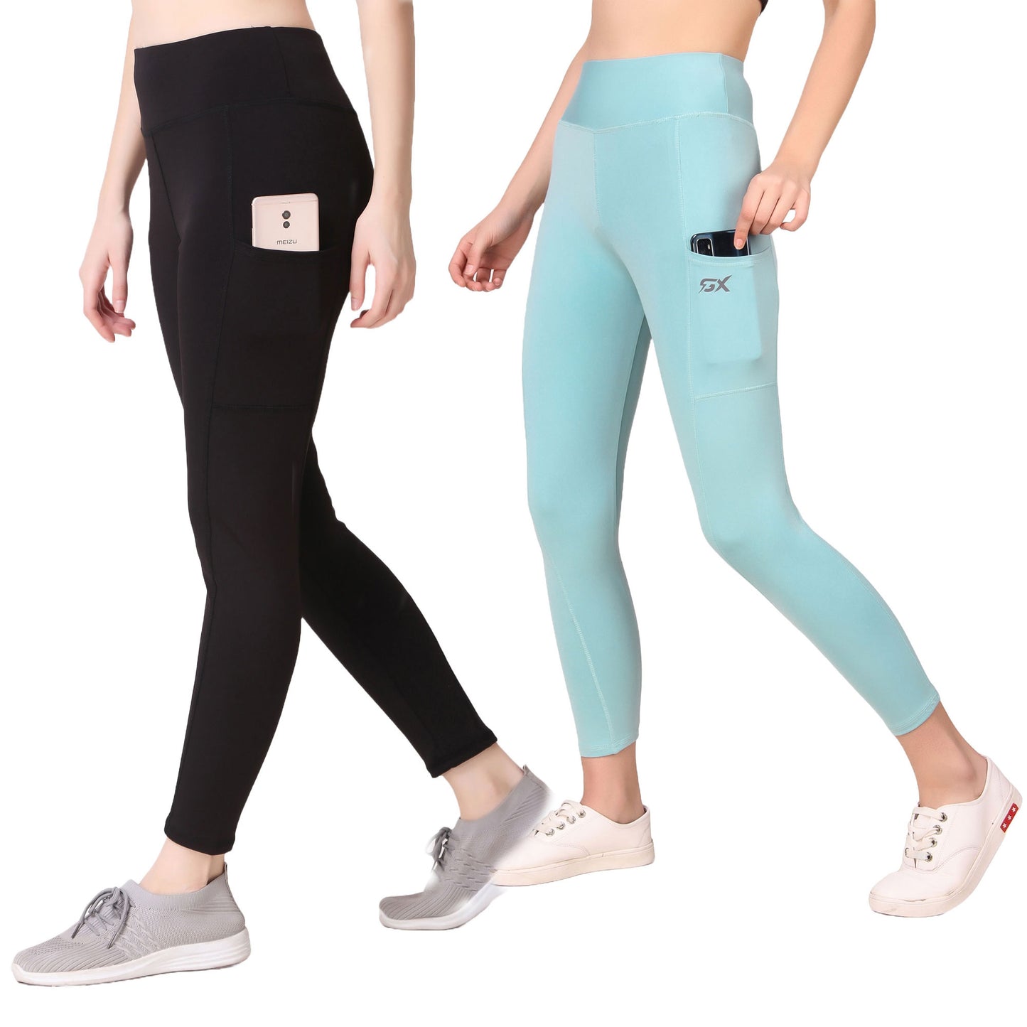 Black & Sea Green Combo Legging Set