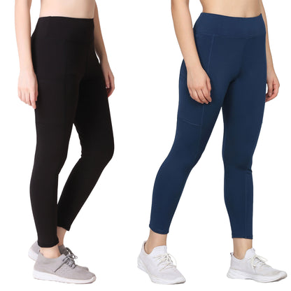 Black & Blue Combo Legging Set