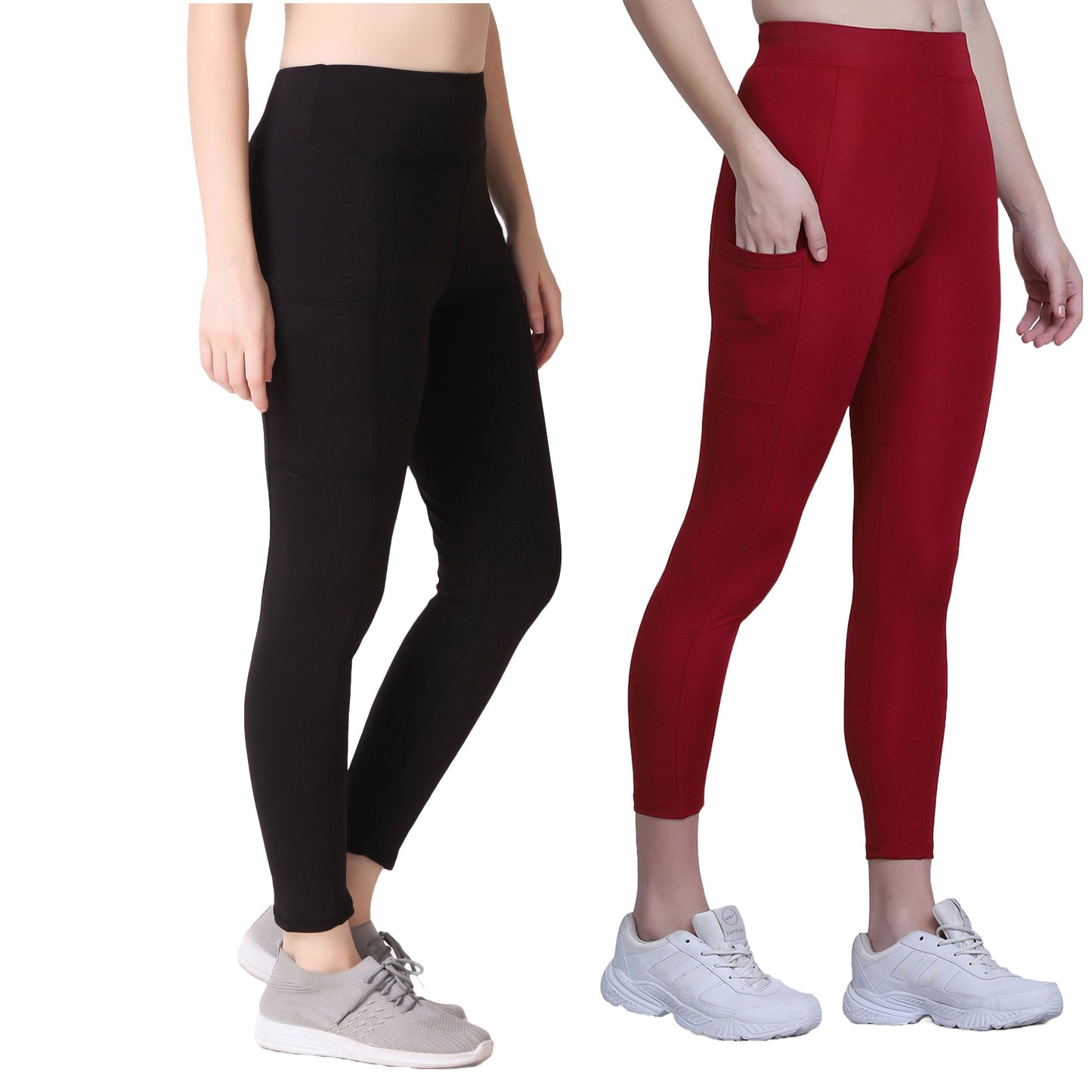 Black & Maroon Combo Legging Set