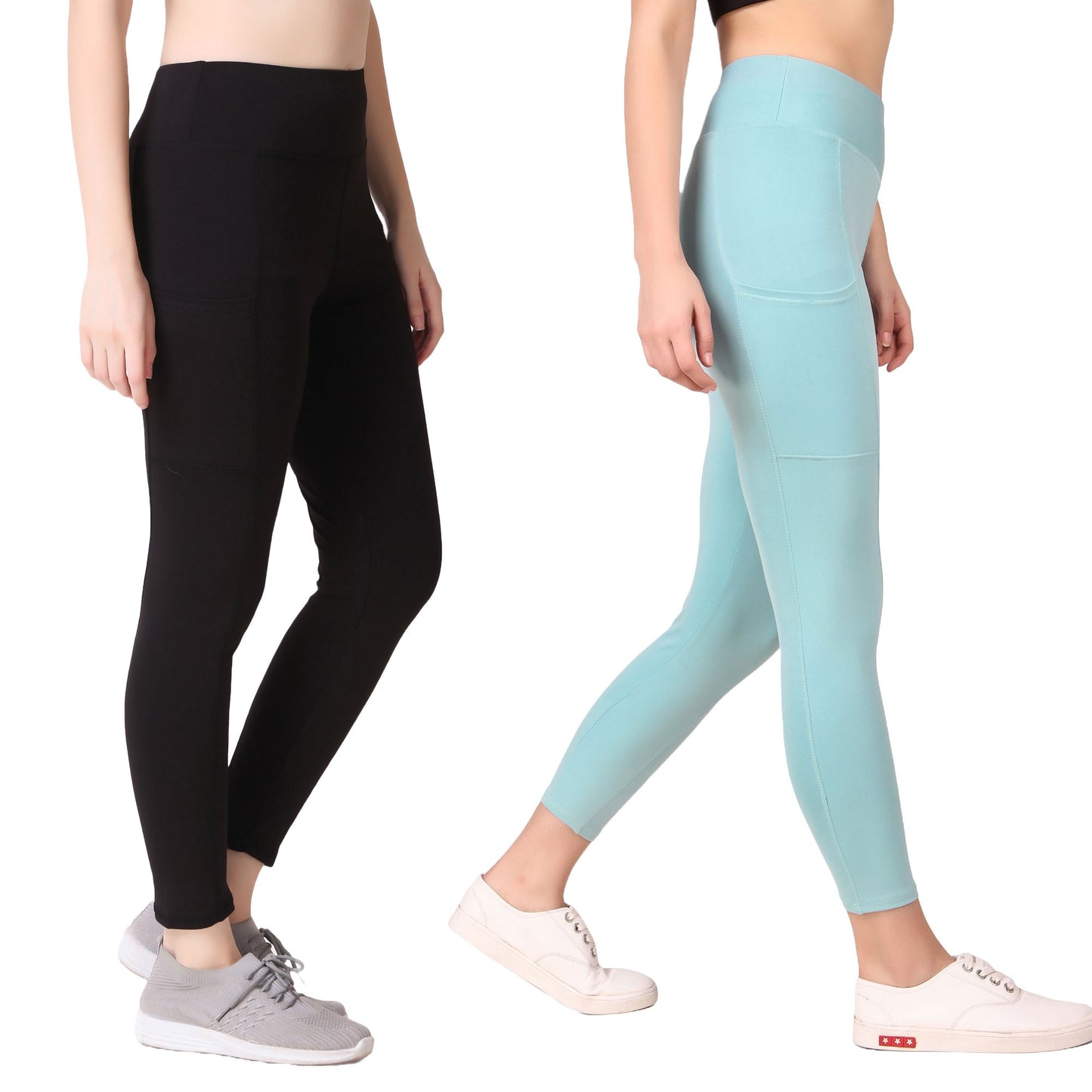 Black & Sea Green Combo Legging Set