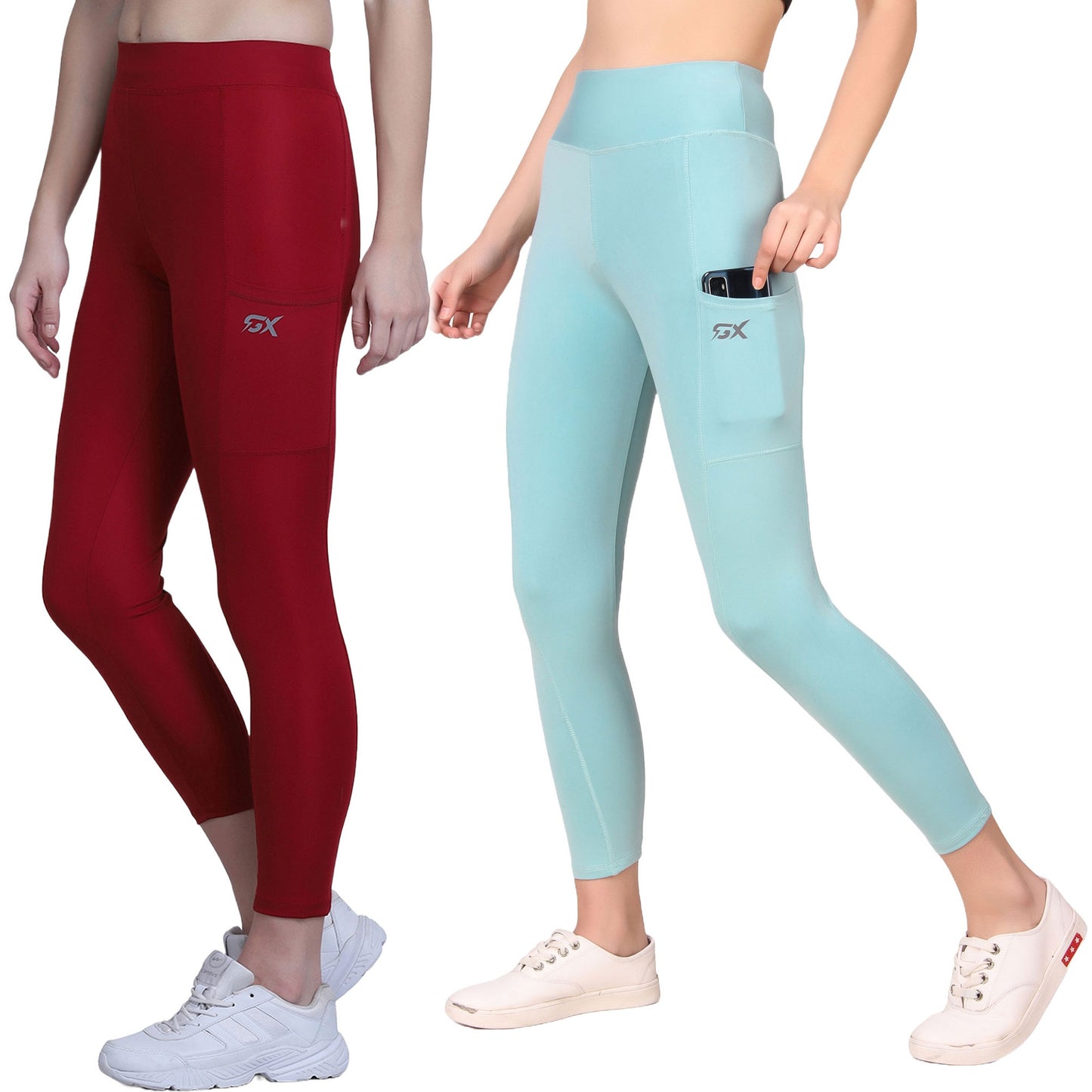 Sea Green & Maroon Combo Legging Set