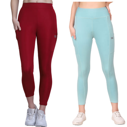 Sea Green & Maroon Combo Legging Set